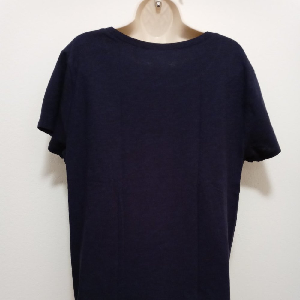 NWT Loft Floral Gold Cone Navy Tee 100% Cotton - Picture 4 of 8
